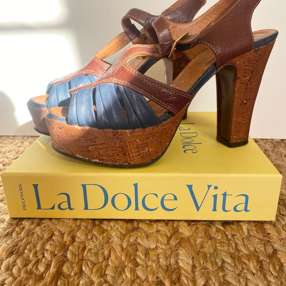 Chie Mihara Tan and Blue Platform Heels - Picture 13 of 15